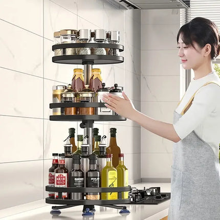 360 Rotation Spice Rack Multi-Layer Spices Cans Seasonings Storage Tray Multifunctional Bathroom Storage Rack Kitchen Organizer