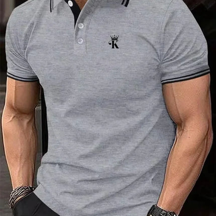 Men's Polo shirt, golf shirt, outdoor casual Polo shirt, classic short-sleeved collar, basic front button, suitable for summer