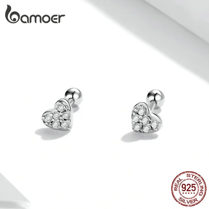 Bamoer 925 Sterling Silver Brilliant Star Earrings for Women Tiny Butterfly Stud Earrings Snowflake Girl Ear Studs Fine Jewelry