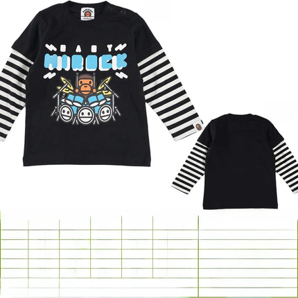 ex Cotton Long Sve T-irt Cartoon Print Spring Summer Autumn Breathable Lightweight round Ne Tee for 8 Years Old Kids