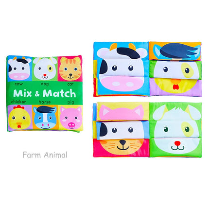Baby Soft Crinkle Cloth Book Cartoon Face Animal Matching Toy For Toddlers Early Education Cloth Book For Newborn Toddlers