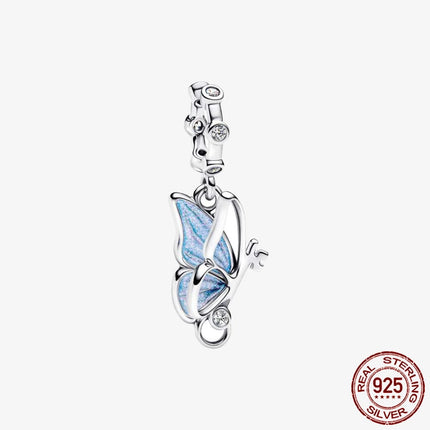 Key & Lock 925 Sterling Silver Pave Moon Heart Flower Dangle Charms Fit Original Bracelet Beads Jewelry DIY Gift plata de ley
