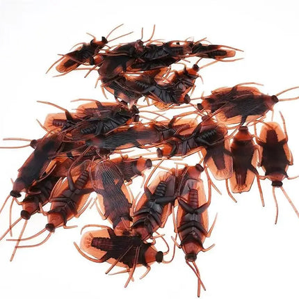 10pcs Prank Fake Roaches Model Simulation Rubber Cockroach Bug Toy Funny Trick Joke Toys Plastic Bugs Gift for Kids Creepy Decor