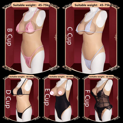 Silicone Bodysuit Artificial Breastplate Sexy Female Tits Fake Boobs Shemale Chest Crossdressing Cosplay Sex Toys For Women Men