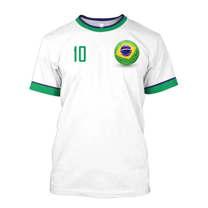 Simple Brazil Football T-shirts Summer Fashion Short Sleeve 3D Brazilian Flag Printed T Shirts Casual Sports Tops Men's Clothes