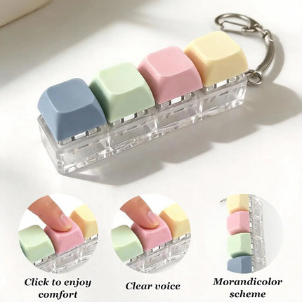 4 Keyboard Finger Keyboard Keycap Stress Relief Fidget Keychain Gadget Key Button Decompression Toy Adult