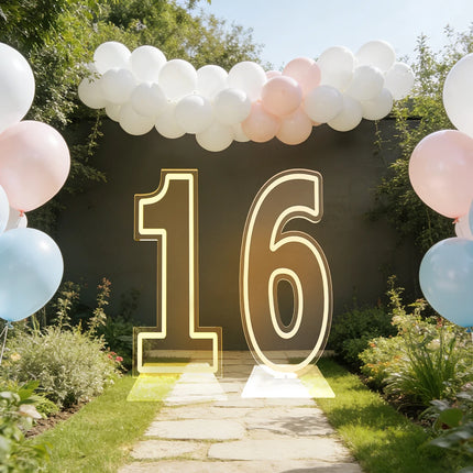 Large Size Warm White LED Neon Numbers Sign 76cm/100cm Stand up & Wall Mounted for Birthday Wedding Celebration Party Decor