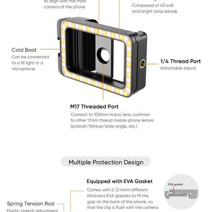Apexel Macro Lens 4K HD Portable Micro Lens With LED Fill Light Phone Photography Lente Attachment Vlog Video Recording
