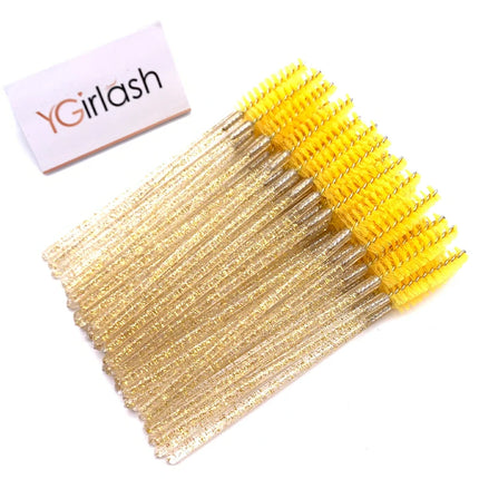 YGirlash 50Pcs Lash Swans Crystal Eyelash Applicator Disposable Diamond Handle Nylon Mascara Wands Brush Cosmetic Tools