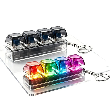 4-Key Fidget Keyboard Clicker Keychain LED Light Stress Relief Toy Viral Press Button Decompression Gadget  Anti-Anxiety Pendant