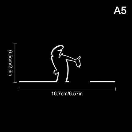 La Linea Minimalist Line Art Car Sticker, Cartoon Character Design Bumper/Window/Door Wall Decal, Home & Car Decoration