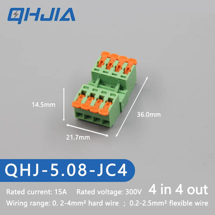 5.08 Threaded Terminal - Welding Free Docking  Handle Spring Plug Quick Connect Suitable for LED Terminal Blocks