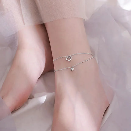 PANJBJ 925 Silver Color Mosubi Zircon Anklet For Women Girl Simplicity Retro Exquisite Jewelry Birthday Gift Dropshipping