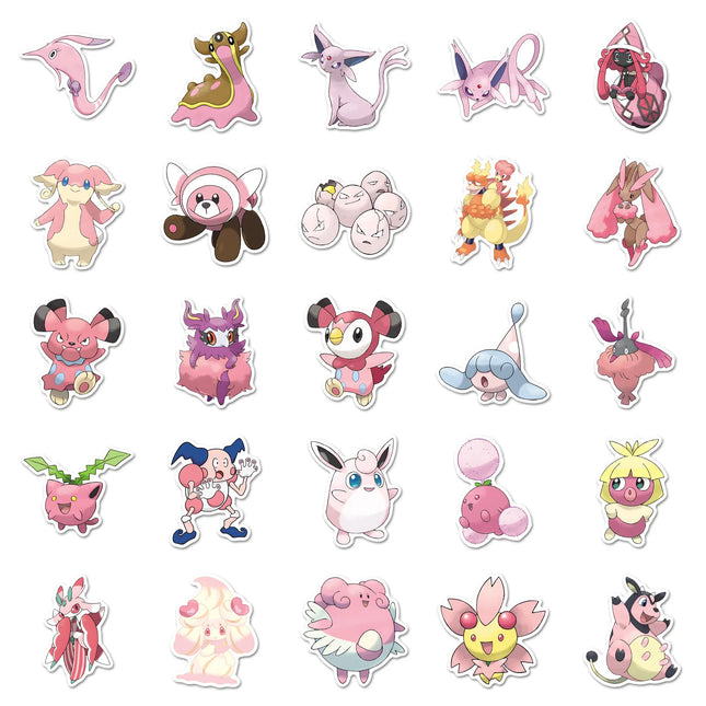 10/30/50PCS Pink Pokémon Anime Cartoon Sticker DIY Phone Laptop Luggage Skateboard Graffiti Decals Fun for Kid