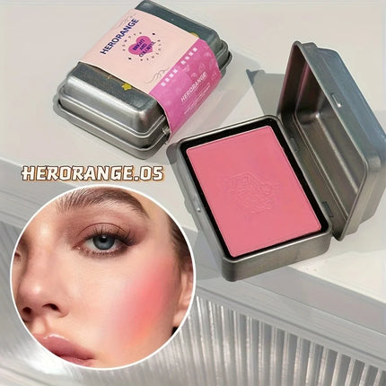 Herorange 6-Color Tinplate Blush Palette, Matte and Shimmer, Low Saturation, Waterproof and Long-Lasting, Easy to Apply