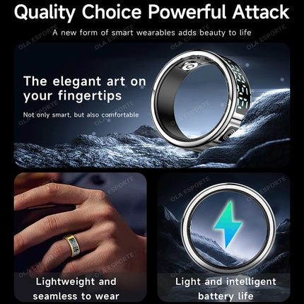 2026 R12 Smart Ring with Display Screen and Touch, Wireless Charging, Health Manager 5ATM Waterproof For Men Women Smartring New