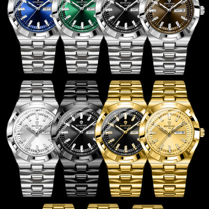 BINBOND New Luxury Quartz Men's Wristwatch Sport Men Watches Waterproof Luminous Date Week Stainless Steel Men's Watch Male Reloj