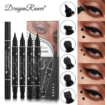 Dragon Ranee 5PCS Waterproof Eyeliner Stamp Pen Set Black Liquid Star Quick Dry Double Headed Eye Liner Makeup Cosmetics