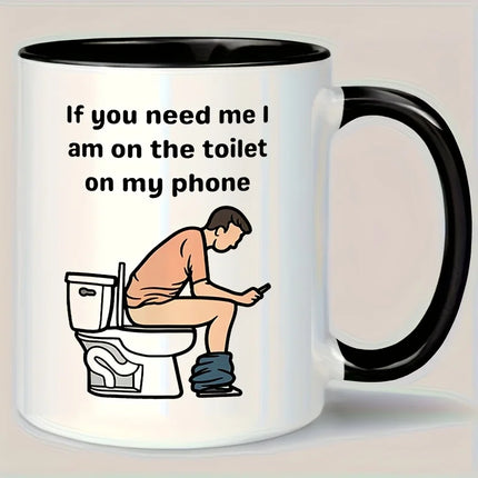 1pc, Funny Toilet Cup, Ceramic Coffee Cup Double-Sided Design, White Tea Cup for Hot Or Cold Drinks, Desk Decoration, If You Nee