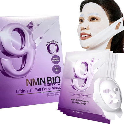 Instant Lifting Full Face Mask With Peptide Collagen Firming Mask For Smooth Defined Looking Skin 4 Sheets With Lifting Band