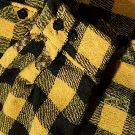 Men's Shirts Classic Plaid Casual Button Down Hooded Long Sleeved Double Pockets Shirt Hoodie Flannel Jacket Spring Autumn Tops
