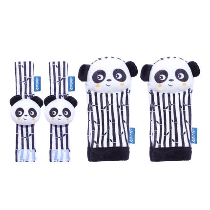 4PCS/SET Baby Rattle Socks Wrist Strap Rattles Set Cute Stuffed Animals Foot Finder Socks 0~12 Months For Infant Newborn Gift