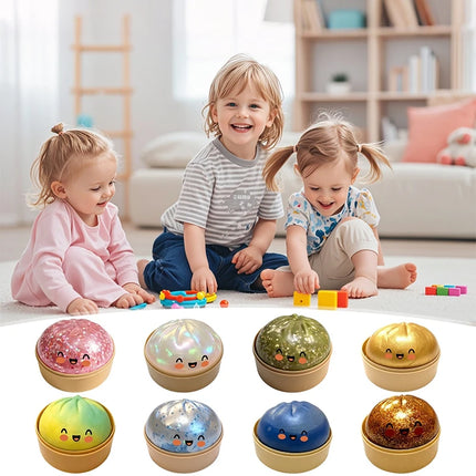 Glitter Dumpling Squishy Slow Rising Glitter Stress Ball Stretchy Decompression Fidget Toy Steamed Bun Dumpling Baozi Toy