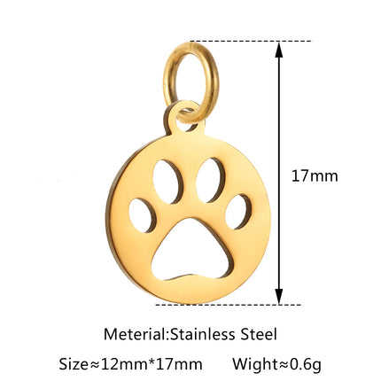 5pcs/Lot Stainless Steel Hollow Animal Cat Or Dog Claw Charm For DIY Necklace Bracelet Earrings Jewelry Accessories Pendants