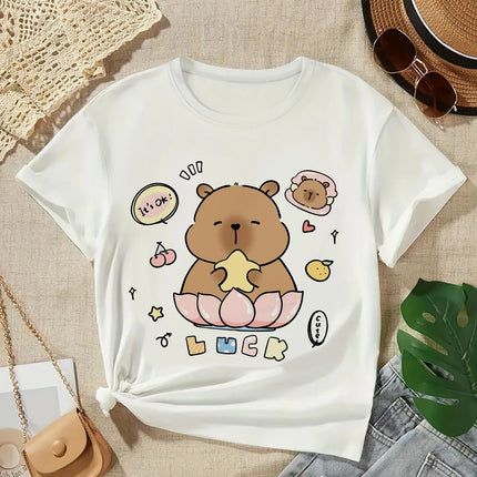2025 Capybara T-Shirt Kids Children T-Shirt Capybara Cartoons Clothes Kid Girl Boy Capybaras T-Shirt Baby Casual Top Clothes