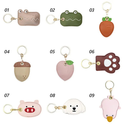 Leather Strawberry Lemon Keychain Case Holder Fashion Women Car Key Ring Charm Bag Car Pendant Gift Anti-lost Pet Dog Cat Collar