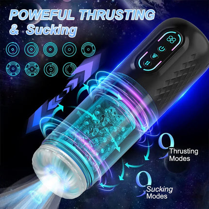 3 IN 1 Automatic Telescopic Male Masturbator Cup Powerful 9 Sucking Thrusting Rotation Modes Masturbation Adult Sex Toy for Men