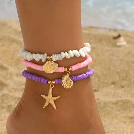 Beach Bead Anklet for Women Jewelry Retro Fashion Beads Stone Pendant Ankle Chain