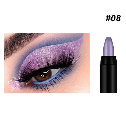 16 Colors Pearlescent Eyeshadow Sticks High Pigmented Eyeshadow Pencil Glitter Waterproof Long-Lasting Eye Makeup Non-Smudged