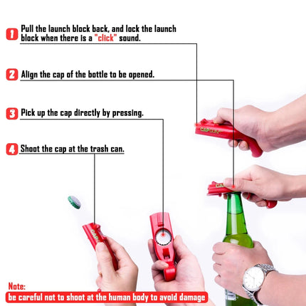 1/2/4Pcs Bottle Opener Portable Cap Gun Creative Flying Cap Launcher Beer Opener Bar Tools Beverage Opener Shaped Cap Opener