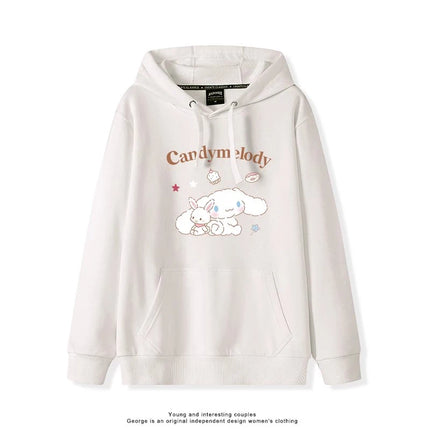 Haze Blue Cute Girl Sweet Heart Cute Girl Holding Toy Rabbit Dog Hooded College Wind Jk Tide Sweater Simple College Style Wear