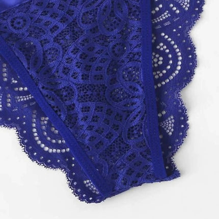 Sexy Lace Split-cut Lace Bikini Fashion Strapping Three-point Bowknot Bralette Lingerie Underwear Women Set See Through Bra