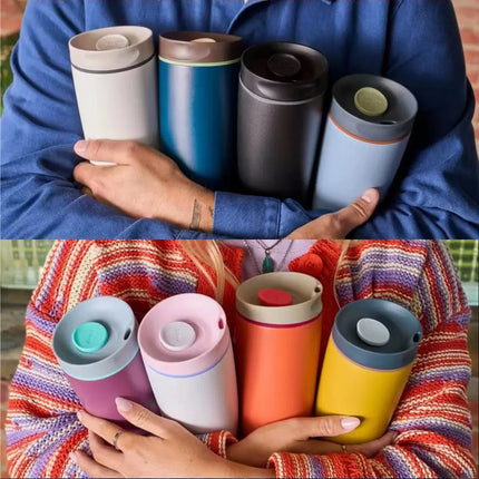 Simple Stainless Steel Vacuum Flasks Mug Insulated Coffee Cup Leakproof Lid Travel Silent Base Thermos Cups Thermal Water Bottle