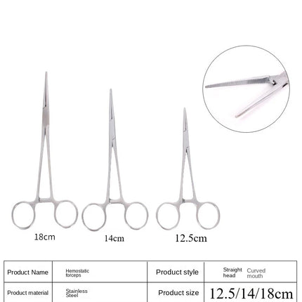 Stainless Steel Locking Forceps Arterial Surgical Clips Curved Straight Fishhook Forceps Hemostatic Forceps Hand Tools