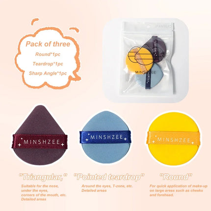 3Pcs Makeup Sponge Puff Set Soft Cotton Face Base Cushion Puffs Washable Velvet Makeup Puff Concealer Foundation Cosmetics Tools