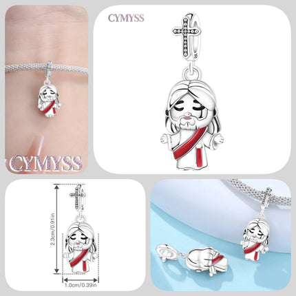 S925 Sterling Silver Charm Bead Angel Prayer Travel Memorial Pendant Fine Birthday Gift Fit Bangle Bracelet Necklace DIY Jewelry