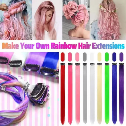 Three-color gradientSparkle Hair Extensions Clip In Rainbow Synthetic Sparkle Hair Tinsel Heat Resistant Sparkle Hair Extensions
