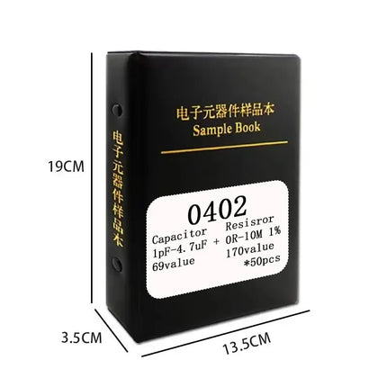 Resistor capacitor Book 2 in 1 SMD chip Sample 0201 0402 0603 0805 1206 0R~10M 1% 1PF-22UF Student engineer maintenance