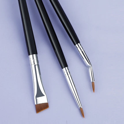 3pcs Eye Makeup Brush Ultra Fine Eyeliner Brush Set, Including Straight, Angled, Bent Tip, Suitable For Makeup