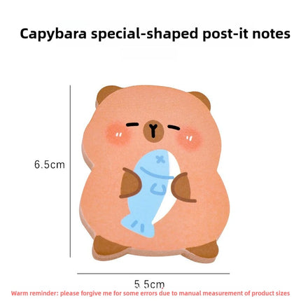 5Pcs/Lot Cute Capybara Sticky Note 60Sheets/Book Kawaii Goose Fish Capybara Shaped Memo Pad Student Message Writing Pads School
