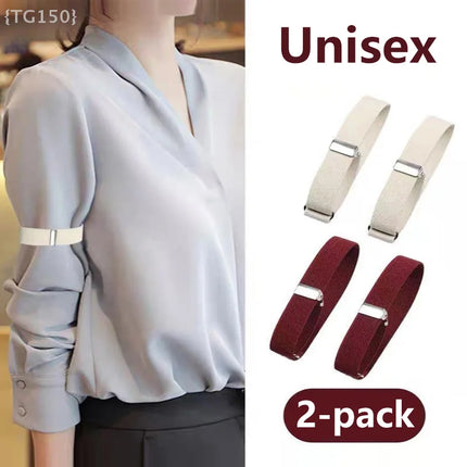 [O]  Anti-Slip Shirt Sleeve Garter Strap 1 Pair - Elastic Adjustable Armband Cuff Holder for Men Women Business