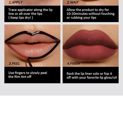 O'CHEAL Peel Off Lip Lip Liner Long-Lasting Lip Gloss High Color Rendering Tear-off 6 Color Waterproof  Matte Lip liner Makeup