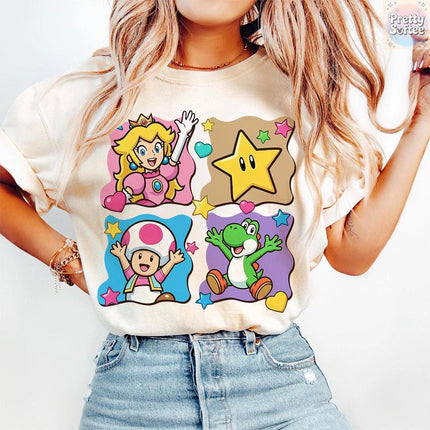Super Mario Shirt The Super Mario Bros Movie Mario Trip Tshirt 2026 Summer New Men's Women Y2K Hip-hop Cotton Oversized T-shirt