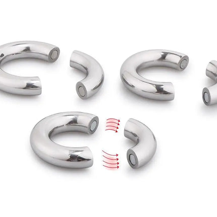 5 Size Metal Penis Ring Magnetic Ball Stretcher Silver Cock Ring Weighted Exercise Scrotum Pendant Bondage Sex Toys For Men
