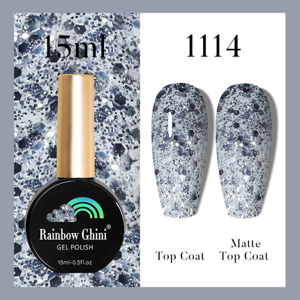 Rainbow Ghini 37Color Base Coat TPO/HEMA Free 15ml Fine Glitter Gel Polish For Manicure Nails Semipermanent Art Nail Supplies