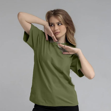Botvotee 21 Colors Ins Fashion Summer Oversized Basic Solid T-Shirts for Women 100% Cotton White Black Pink T-shirt Casual Tops